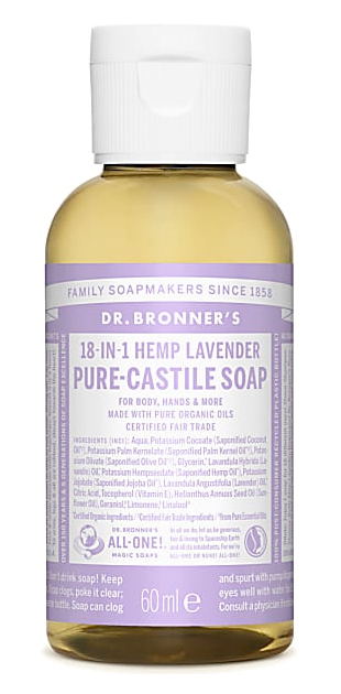 Dr Bronners Lavender Pure Castile Liquid Soap 60ml